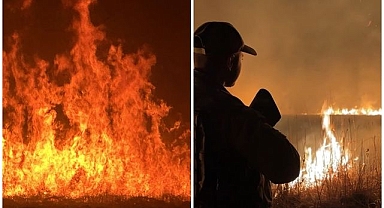 Sazlık yangını yerleşim yerlerini tehdit ediyor!