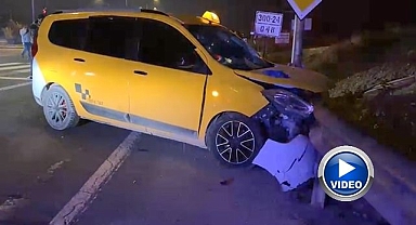 Ticari taksi ile otomobil çarpıştı!