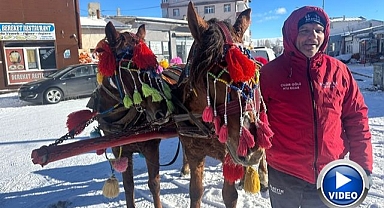 Atlı kızaklar donan Çıldır Gölüne hazır!