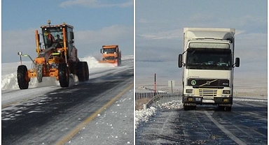 Buzlanan yolda mahsur kaldı! Ekipler seferber oldu