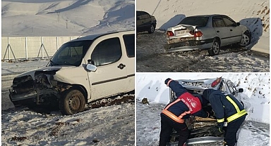 Buzlanma kaza getirdi: Araçlar birbirine girdi!