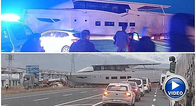 Erzurum'da ilginç olay: Tekne yolu trafiğe kapattı!