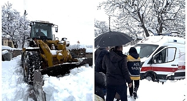 Hamile kadın için karlı yolları aştılar