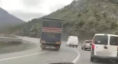 Hatalı sollama yapan tır sürücüsüne ceza