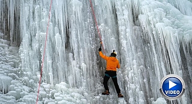 Palandöken'de buz tırmanışı nefes kesti