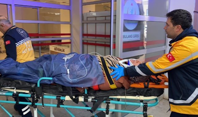 Şarampole devrilen araçtan sağ çıktı!