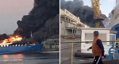 Tır taşımacılığı yapan Türk gemisi Odesa'da vuruldu 