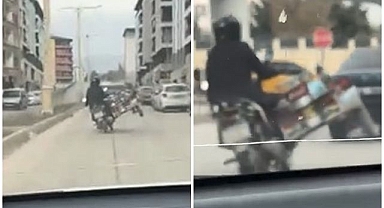 Trafikte tehlikeli şov! Sürücülerin canını hiçe saydı!