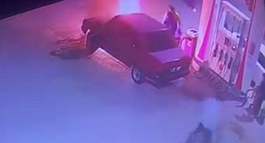 Yakıt istasyonunda araç yangını korkuttu!