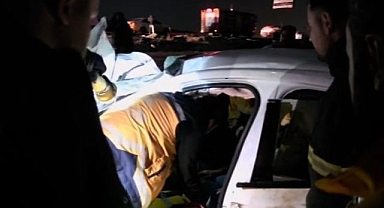 Yoldan çıkan araç takla attı!