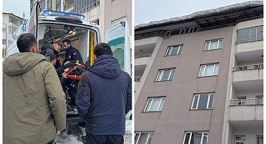 Çatıdan kopan kar kütlesi hastanelik etti