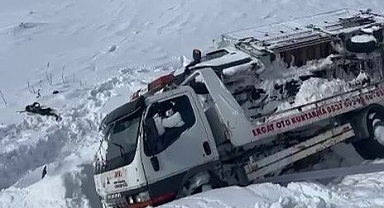 Çekici taşıdığı araç ile şarampole devrildi 