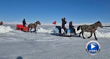 Donan göl atlı kızak keyfine hazır