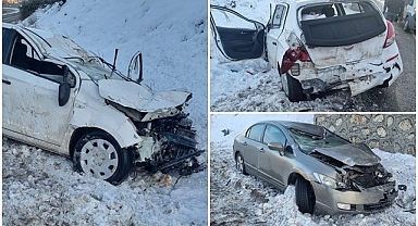 Kaygan yolda kontrolden çıkarak araca çarptı!