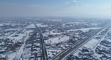 Kış güzelliği havadan görüntülendi 