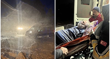 Köydeki hastanın yardımına paletli ambulans yetişti