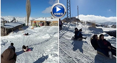 Öğretmen ve öğrencilerden kızak keyfi