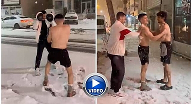 Önce antrenman, sonra kar banyosu!