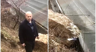 Dev kaya parçası evin çatısına düştü!