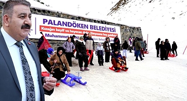 Palandöken Belediyesi’nden renk katan kızak keyfi