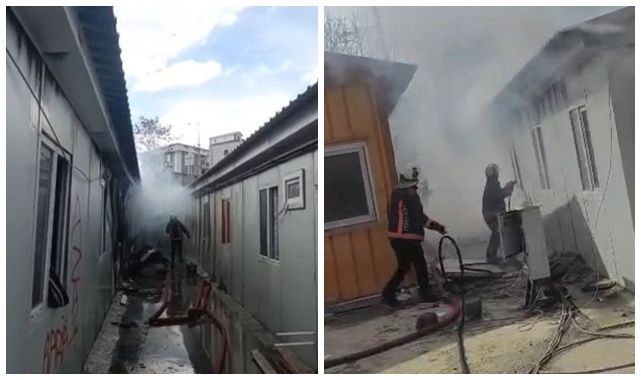 Şantiyede çıkan yangın yürekleri ağza getirdi