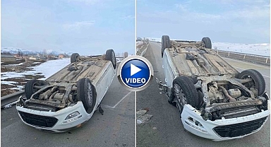 Aşkale'de otomobil takla attı!