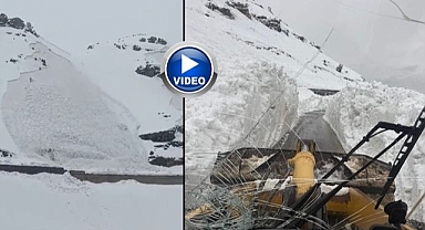 Düşen çığ kameralara yansıdı!