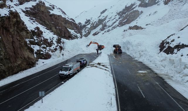Düşen çığ yolu kapattı!