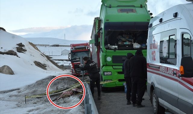 Erzurum'da esrarengiz olay! Arızalanan tırın yanında cesedi bulundu
