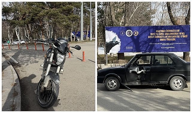 Erzurum'da feci kaza! Otomobille motosiklet çarpıştı