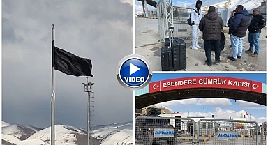Esendere Sınır Kapısı'nda kısıtlama: Dev siyah bayrak dikkat çekildi