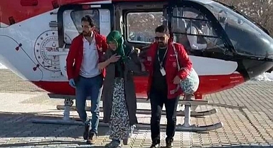Hamile kadının imdadına helikopterle yetiştiler! 