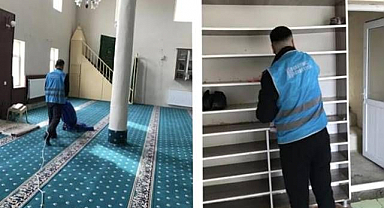 Hükümlüler cami temizliğinde yer aldı