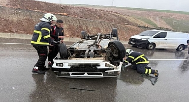 Kontrolden çıkarak takla attı!