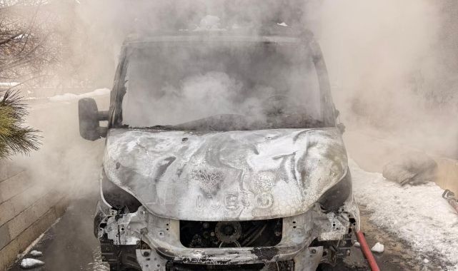 Park halindeki kamyonet yandı