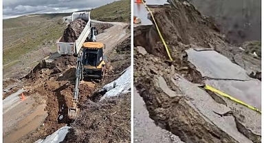Sağanak felakete dönüştü! Köy yolu bir anda çöktü