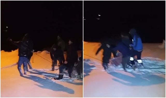 Yaşlı adamı leğenle ambulansa taşıdılar!