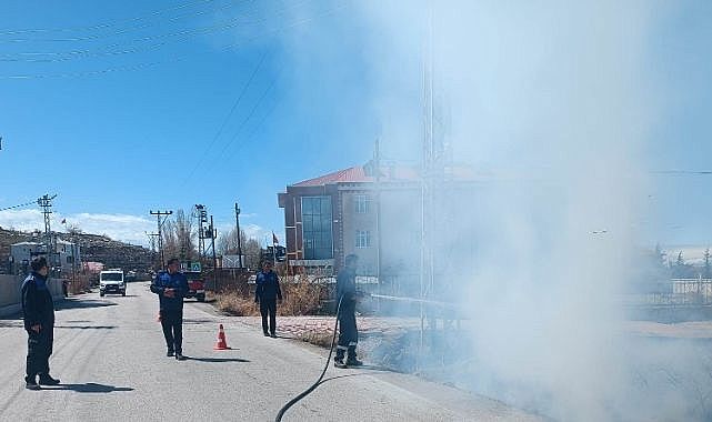 Anız yangınına ekiplerin hızlı müdahalesi
