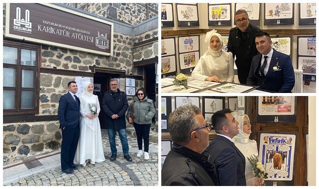 Çiçeği burnunda çiftten renkli düğün hatırası