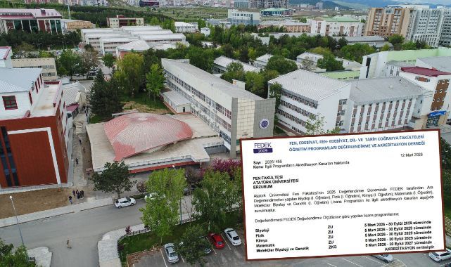 Erzurum'da  fen fakültesinin 5 programına akreditasyon