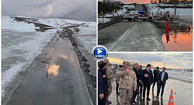 Erzurum’da kar erimesi taşkına neden oldu: yol ulaşıma kapandı