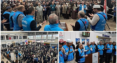 Erzurum'da yılın son hacı kafilesi kutsal topraklara uğurlandı