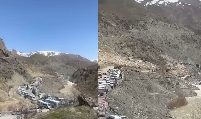 Kara yolu heyelan sonrası tek şeritten trafiğe açıldı