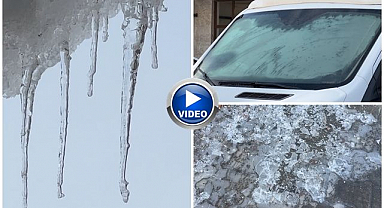 Kış geri döndü! Araçlar ve çatılar buz tuttu 