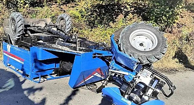 Kontrolden çıkan araç devrildi!