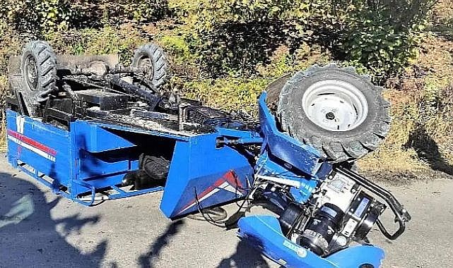 Kontrolden çıkan araç devrildi!