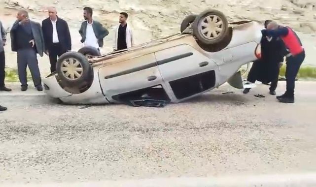 Kontrolden çıkan otomobil takla attı