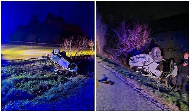 Kontrolden çıkarak takla attı