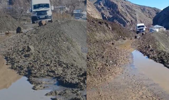 Köy yolunda heyelan: ulaşım aksadı