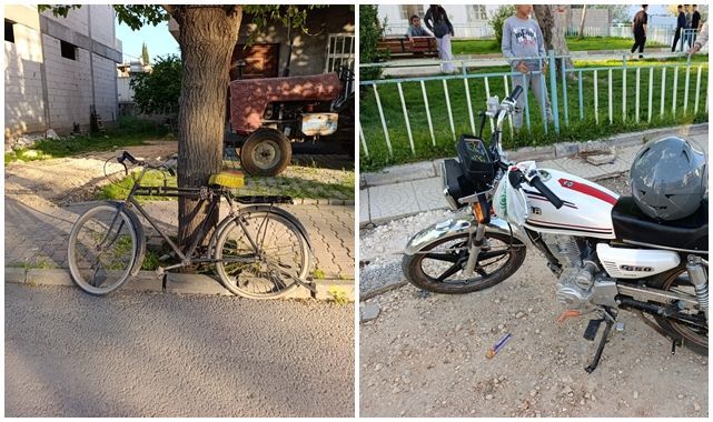 Motosiklet ile bisiklet çarpıştı